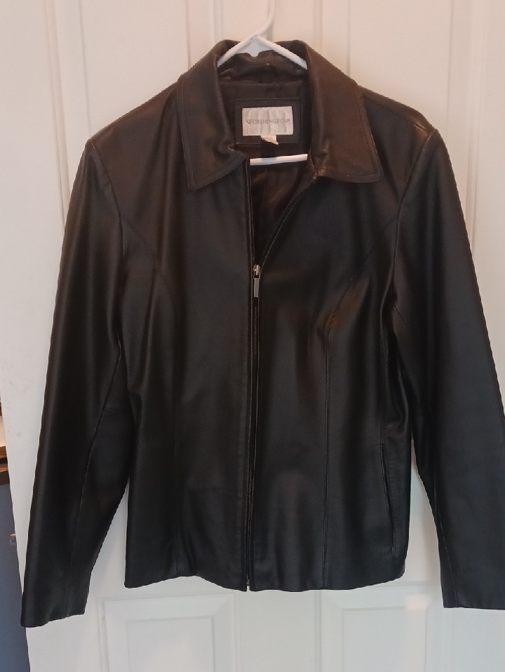 Worthington Black Leather Zip Jacket